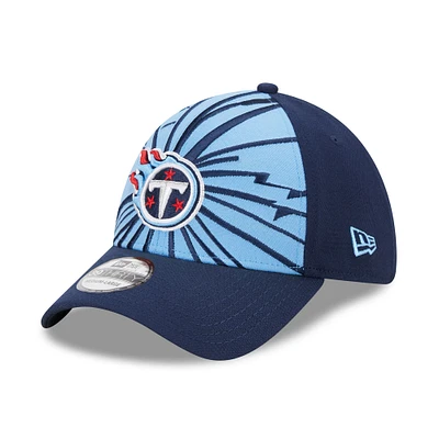 Casquette New Era pour homme bleu clair/bleu marine Tennessee Titans Shattered 39THIRTY Flex