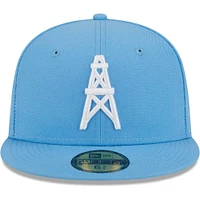 Men's New Era Light Blue Houston Oilers Gridiron Classics Throwback Main 59FIFTY Fitted Hat