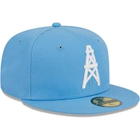 Men's New Era Light Blue Houston Oilers Gridiron Classics Throwback Main 59FIFTY Fitted Hat