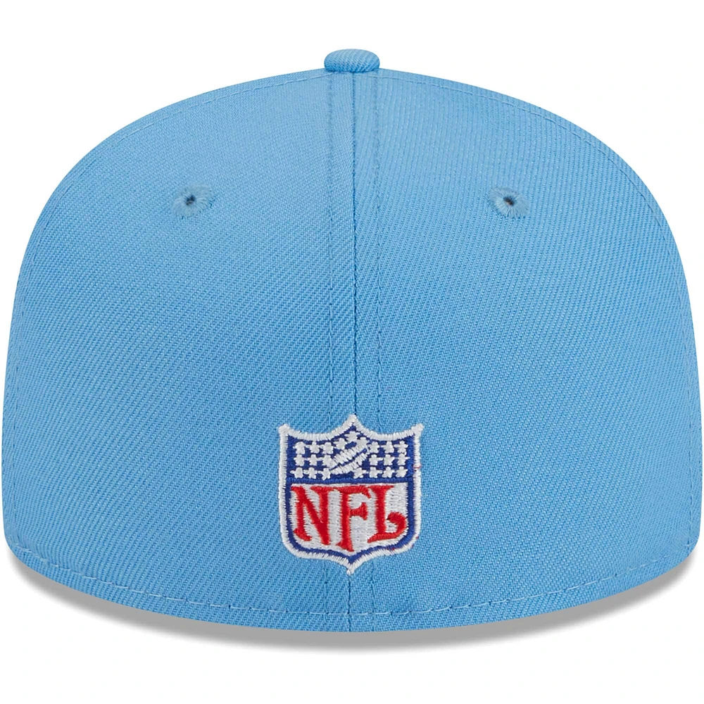 Men's New Era Light Blue Houston Oilers Gridiron Classics Throwback Main 59FIFTY Fitted Hat