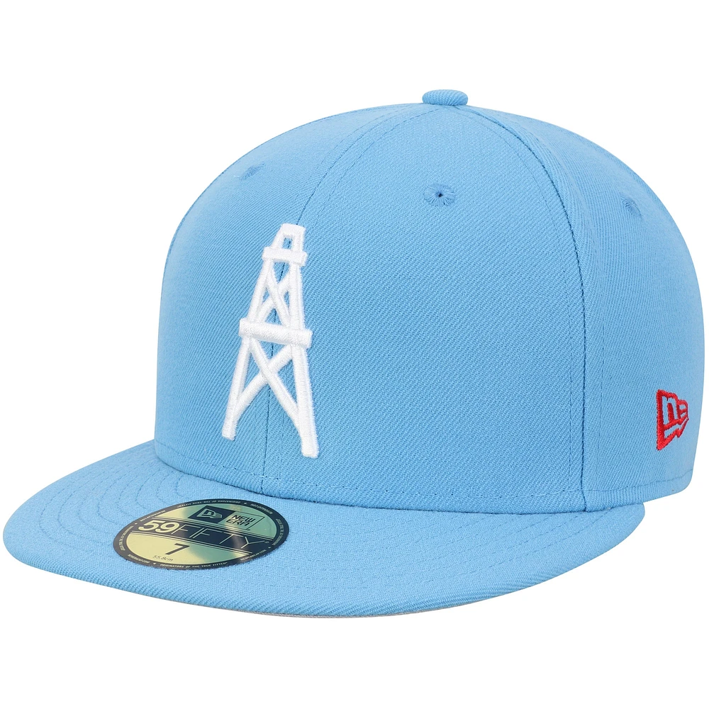 Casquette ajustée 59FIFTY Basic Throwback pour homme des Houston Oilers New Era, bleu clair