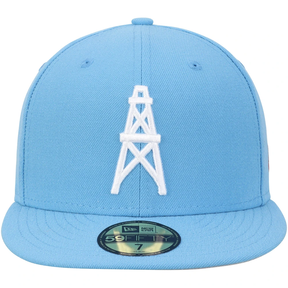 Casquette ajustée 59FIFTY Basic Throwback pour homme des Houston Oilers New Era, bleu clair