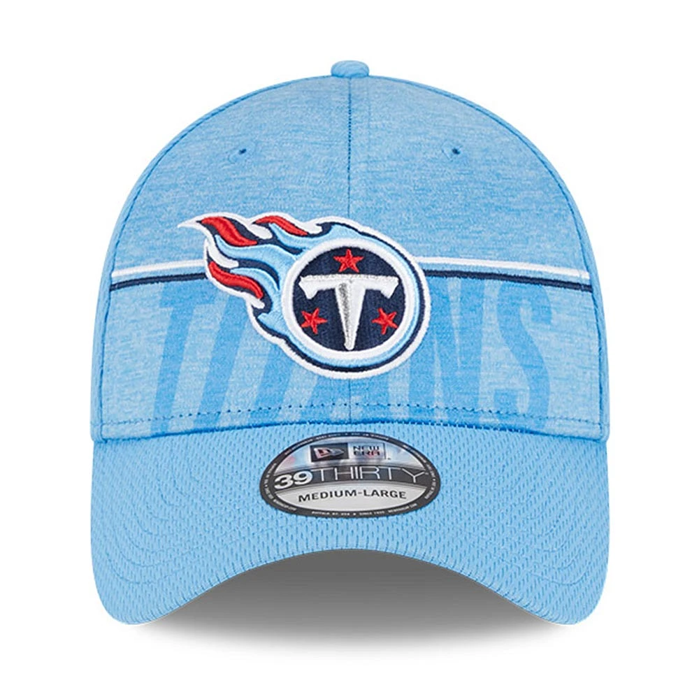 Casquette Flex Fit pour homme New Era Tennessee Titans 2023 NFL Training Camp 39THIRTY bleu clair