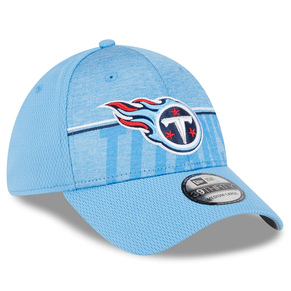 Casquette Flex New Era Tennessee Titans 2023 NFL Training Camp 39THIRTY pour homme, bleu clair