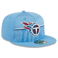 Casquette ajustée 59FIFTY pour homme New Era Tennessee Titans 2023 NFL Training Camp bleu clair