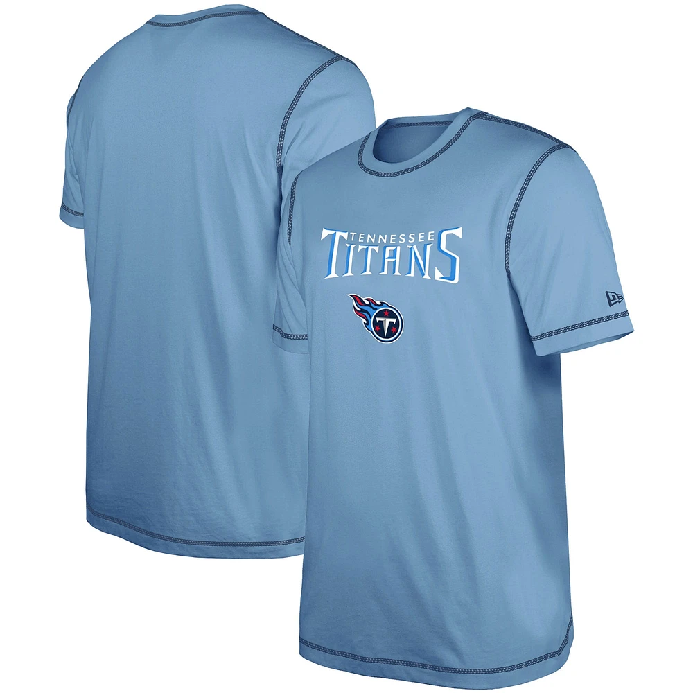 Men's New Era Light Blue Tennessee Titans Third Down Puff Print T-Shirt