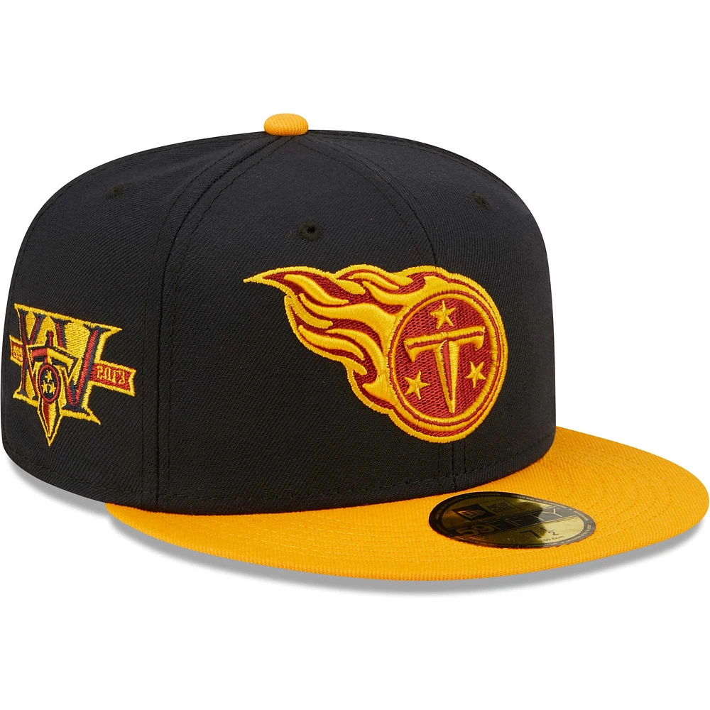 Men's New Era Navy/Gold Tennessee Titans 15th Anniversary 59FIFTY Fitted Hat