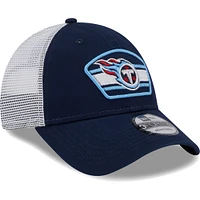 Men's New Era Navy/White Tennessee Titans Logo Patch Trucker 9FORTY Snapback Hat