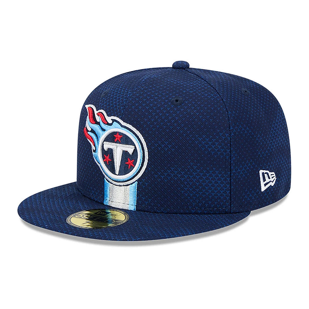 Casquette ajustée 59FIFTY New Era pour hommes, Tennessee Titans 2024 Sideline, bleu marine