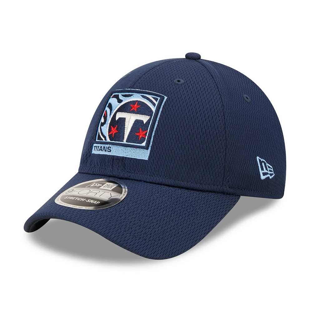 Casquette Snapback 9FORTY pour homme avec cadre en A des Tennessee Titans New Era bleu marine