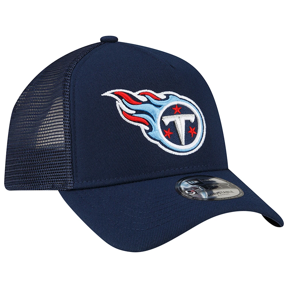 Casquette A-Frame Trucker 9FORTY ajustable pour homme des Tennessee Titans New Era bleu marine