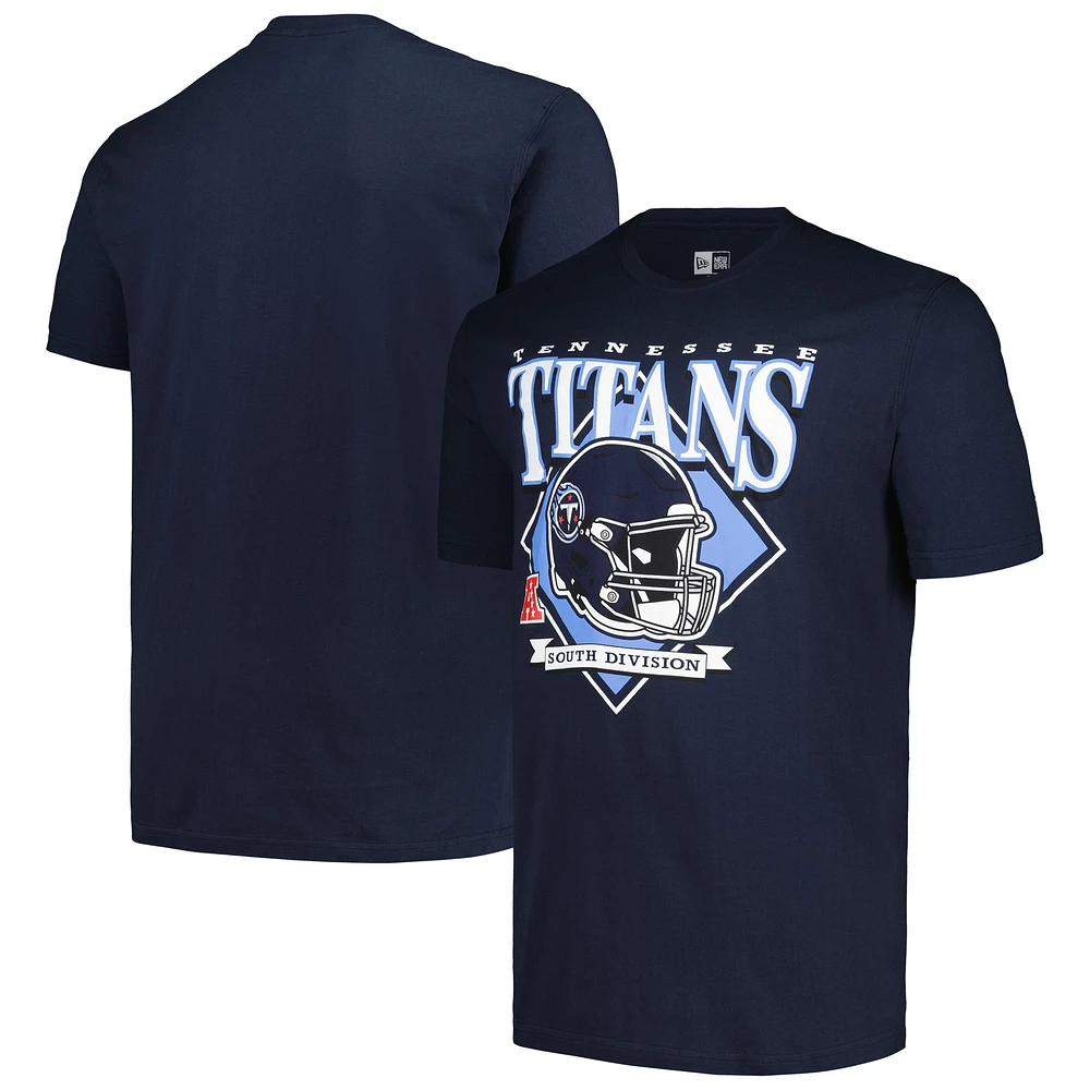 Men's New Era  Navy Tennessee Titans Big & Tall Helmet T-Shirt