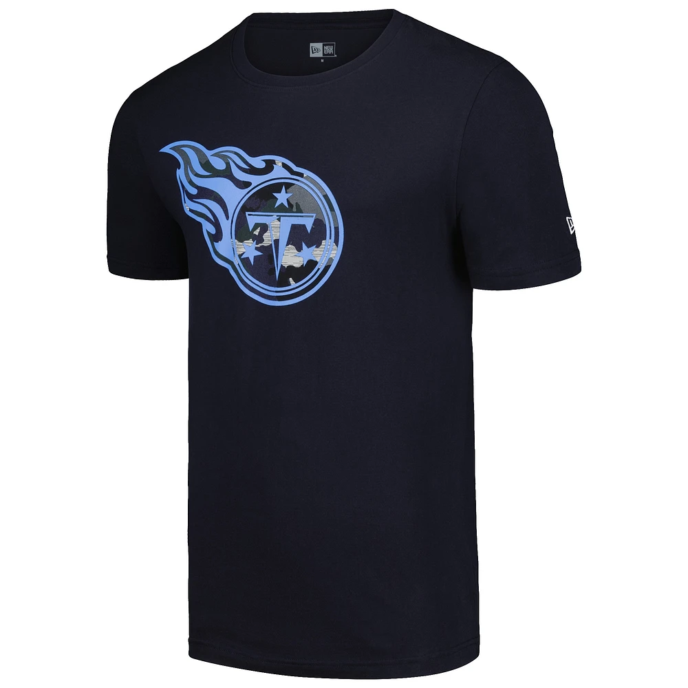 T-shirt bleu marine avec logo camouflage Tennessee Titans New Era pour hommes