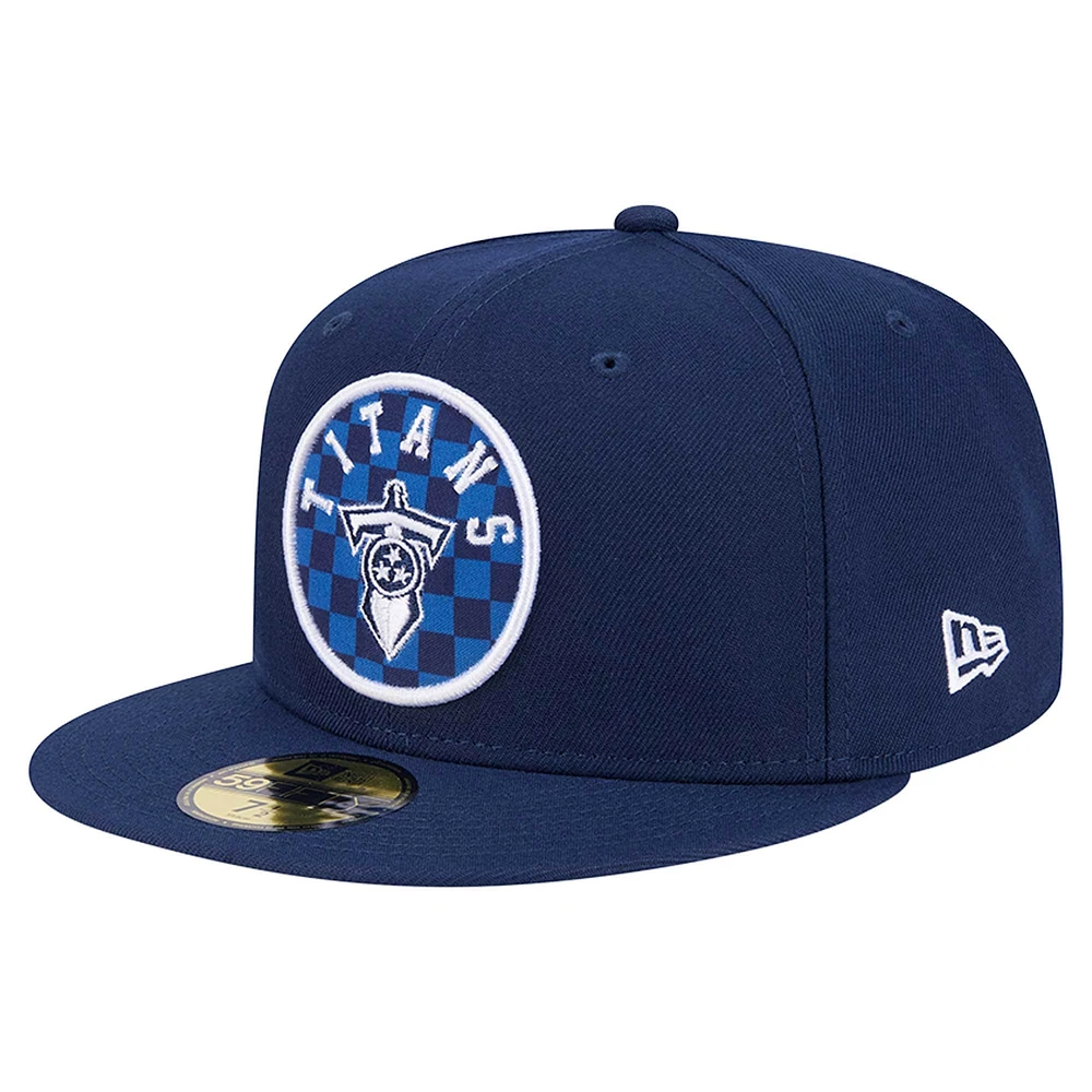 Casquette ajustée à carreaux Tennessee Titans 59FIFTY pour homme New Era bleu marine