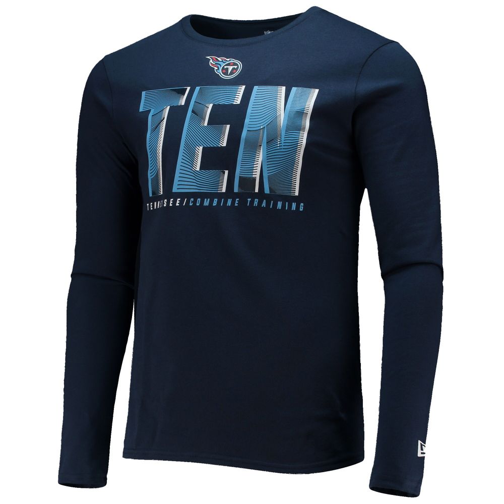 Men's New Era Navy Tennessee Titans Combine Authentic Static Abbreviation Long Sleeve T-Shirt