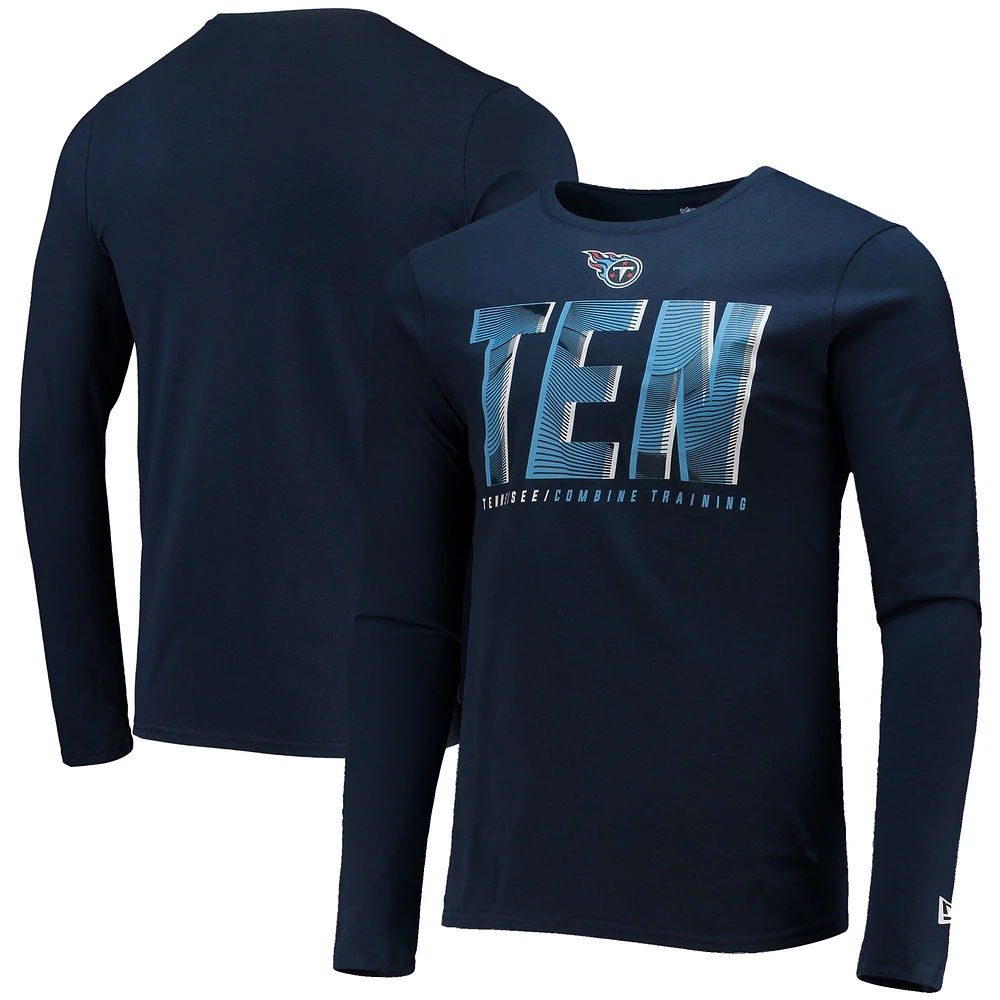 T-shirt à manches longues New Era Navy Tennessee Titans pour homme Combine Authentic Static Abbreviation