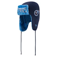 Bonnet en tricot bleu marine Tennessee Titans Helmet Head Trapper pour homme New Era