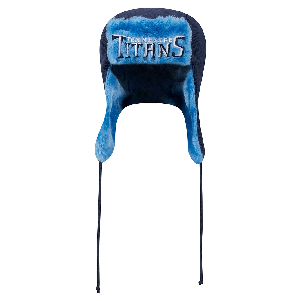 Bonnet en tricot bleu marine Tennessee Titans Helmet Head Trapper pour homme New Era