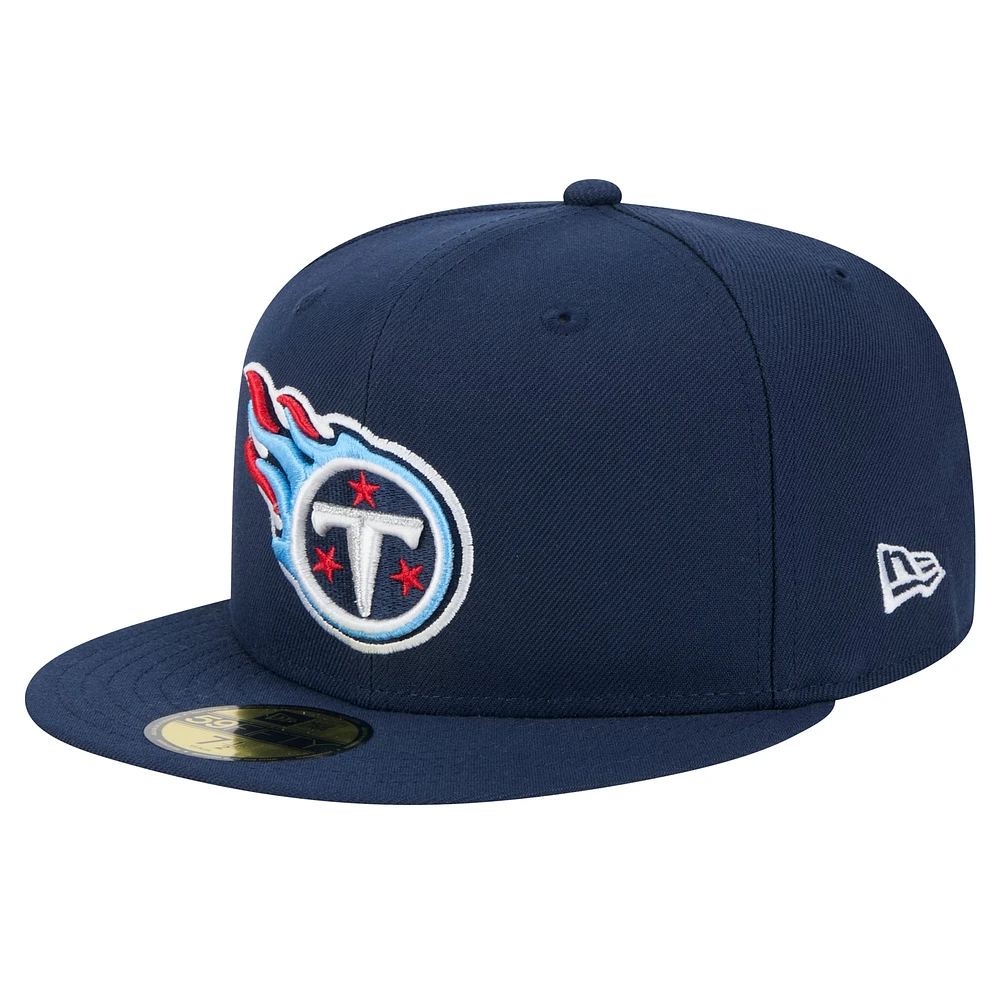 Casquette ajustée Main 59FIFTY Tennessee Titans bleu marine New Era pour homme