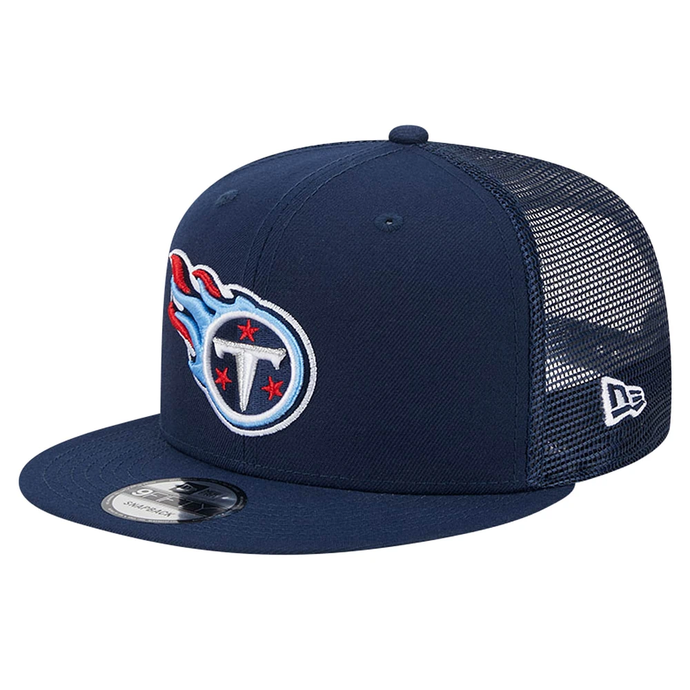 Casquette Snapback 9FIFTY Main Trucker New Era pour hommes des Tennessee Titans bleu marine