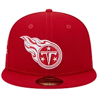 Casquette ajustée New Era Scarlet Tennessee Titans 15 Years Main Patch 59FIFTY pour homme