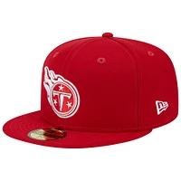 Casquette ajustée New Era Scarlet Tennessee Titans 15 Years Main Patch 59FIFTY pour homme