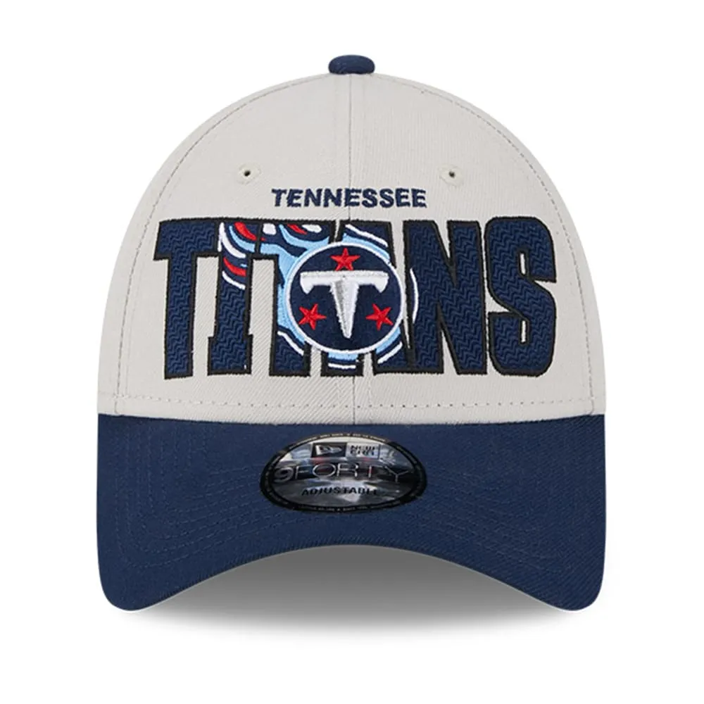 Casquette réglable New Era Stone/Navy Tennessee Titans 2023 NFL Draft 9FORTY pour homme