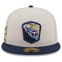 Men's New Era  Stone/Navy Tennessee Titans 2023 Salute To Service 59FIFTY Fitted Hat