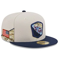 Men's New Era  Stone/Navy Tennessee Titans 2023 Salute To Service 59FIFTY Fitted Hat