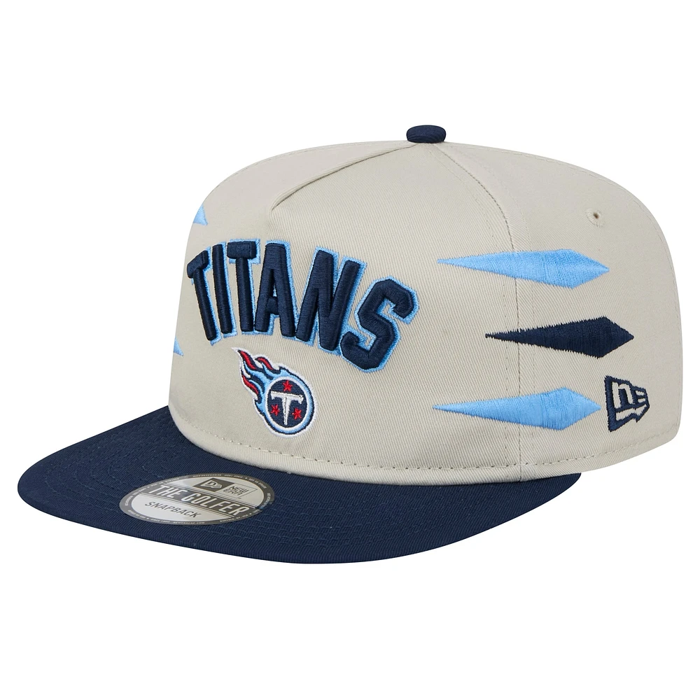 Men's New Era Stone/Navy Tennessee Titans Athletic Golfer Snapback Hat