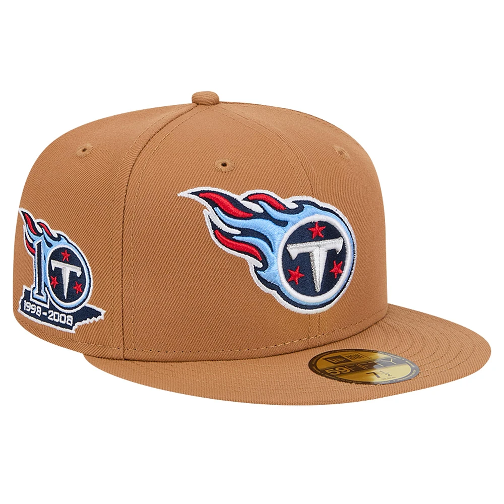 Men's New Era Tan Tennessee Titans Color Pack 59FIFTY Fitted Hat with Side Patch