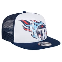 Men's New Era White/Navy Tennessee Titans Distressed 9FIFTY A-Frame Snapback Hat