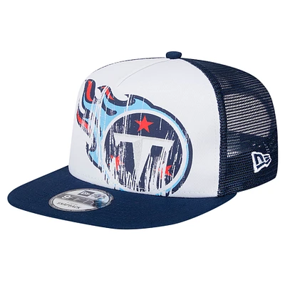 Casquette à visière plate à visière plate Tennessee Titans New Era blanche/bleu marine pour homme