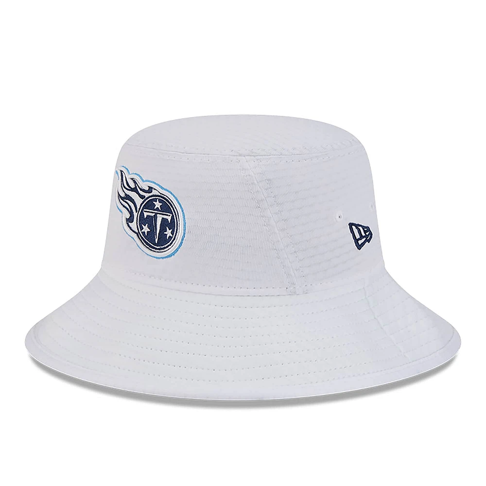 Men's New Era White Tennessee Titans 2024 NFL Training Camp Stretch Bucket Hat