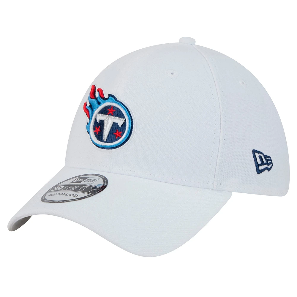 Casquette New Era Tennessee Titans Main 39THIRTY Flex blanche pour homme