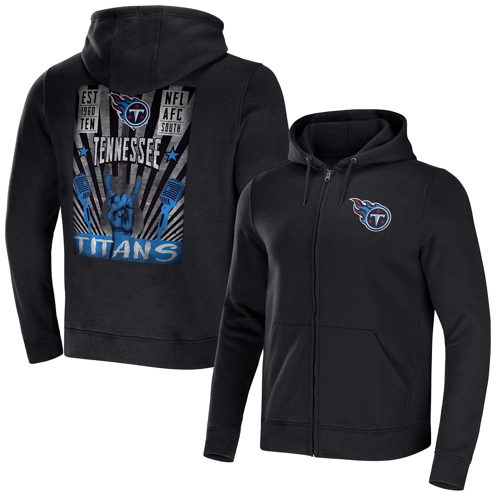 Collection NFL x Darius Rucker pour hommes par Fanatics Sweat à capuche entièrement zippé noir Tennessee Titans Rocker