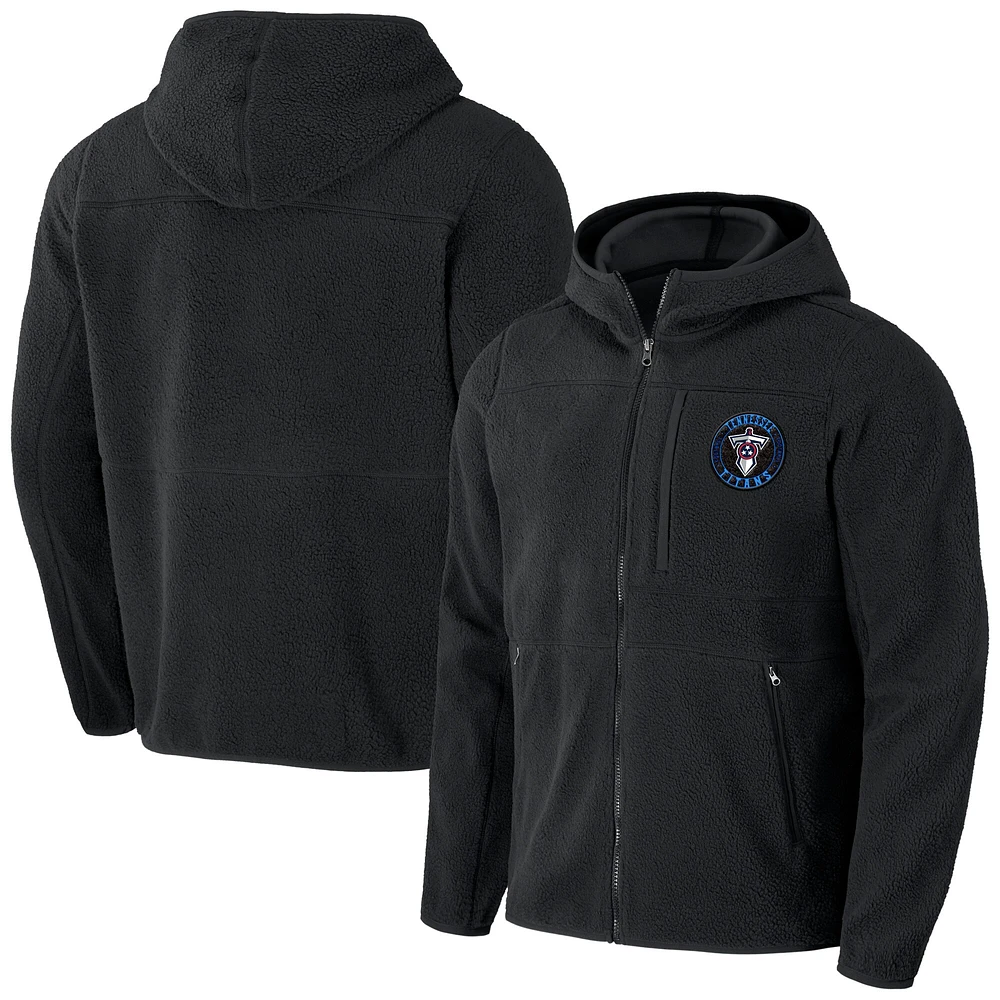 Collection NFL x Darius Rucker pour hommes par Fanatics Sweat à capuche entièrement zippé en sherpa noir Tennessee Titans