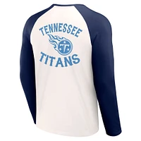 T-shirt raglan à manches longues pour homme de la collection NFL x Darius Rucker par Fanatics, couleur crème/bleu marine, Tennessee Titans