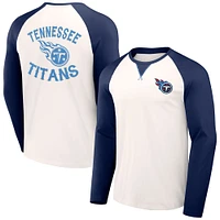 T-shirt raglan à manches longues pour homme de la collection NFL x Darius Rucker par Fanatics, couleur crème/bleu marine, Tennessee Titans