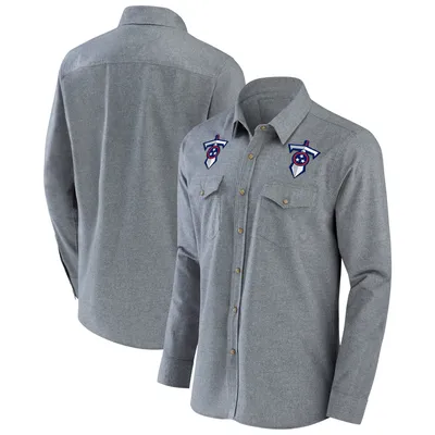 Collection NFL x Darius Rucker pour homme par Fanatics Gris Chemise à manches longues boutonnée en chambray des Titans du Tennessee