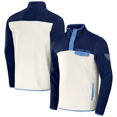 Veste pour homme NFL x Darius Rucker Collection by Fanatics Navy/Cream Tennessee Titans Micro Fleece Quarter-Snap Jacket