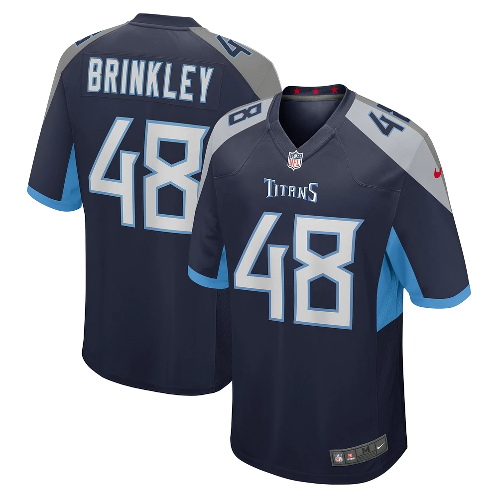 Maillot de match Nike Beau Brinkley pour hommes, bleu marine, Tennessee Titans