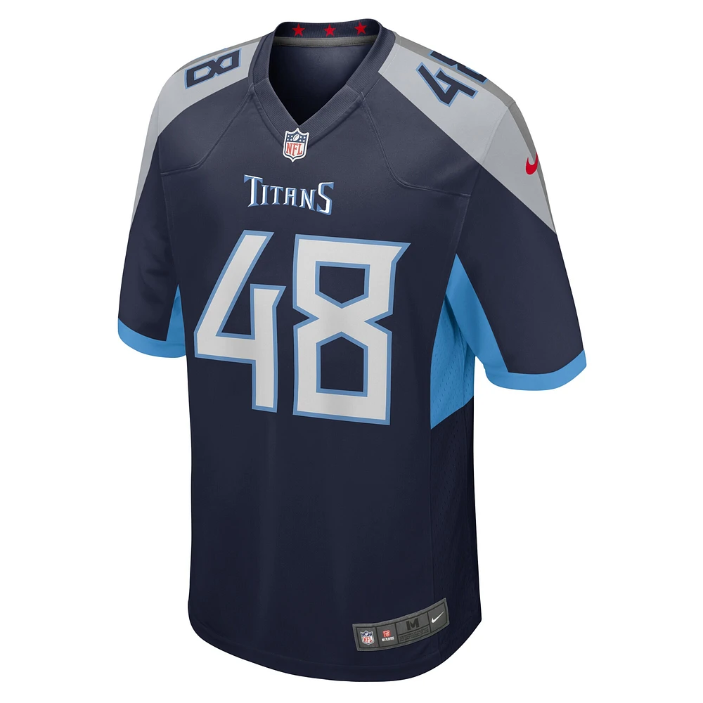 Maillot de match Nike Beau Brinkley pour hommes, bleu marine, Tennessee Titans