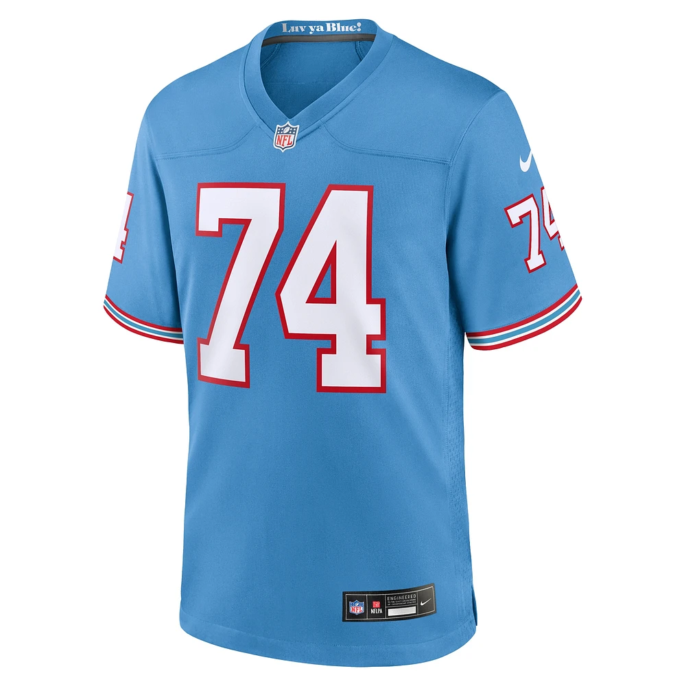 Homme Nike Bruce Matthews Bleu clair Tennessee Titans Oilers Throwback Retired Player Game Jersey