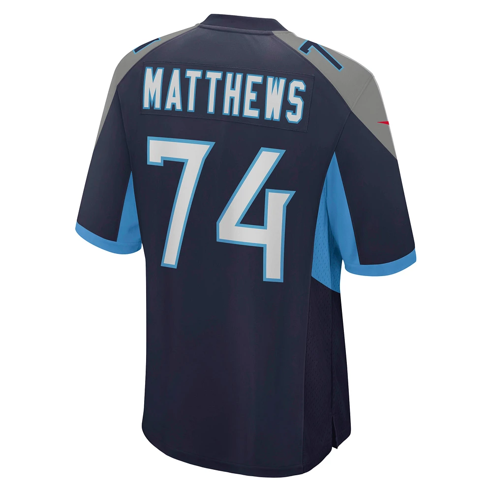 Maillot de joueur retraité Nike Bruce Matthews pour hommes, bleu marine, Tennessee Titans