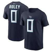 T-shirt avec nom et numéro de joueur Nike Calvin Ridley pour hommes, bleu marine, Tennessee Titans