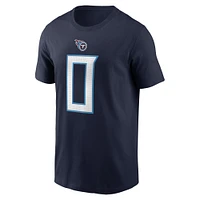 T-shirt avec nom et numéro de joueur Nike Calvin Ridley pour hommes, bleu marine, Tennessee Titans