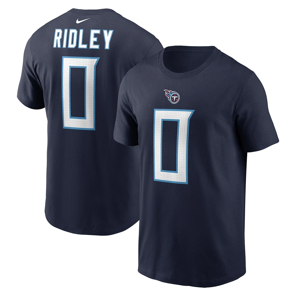 T-shirt avec nom et numéro de joueur Nike Calvin Ridley pour hommes, bleu marine, Tennessee Titans