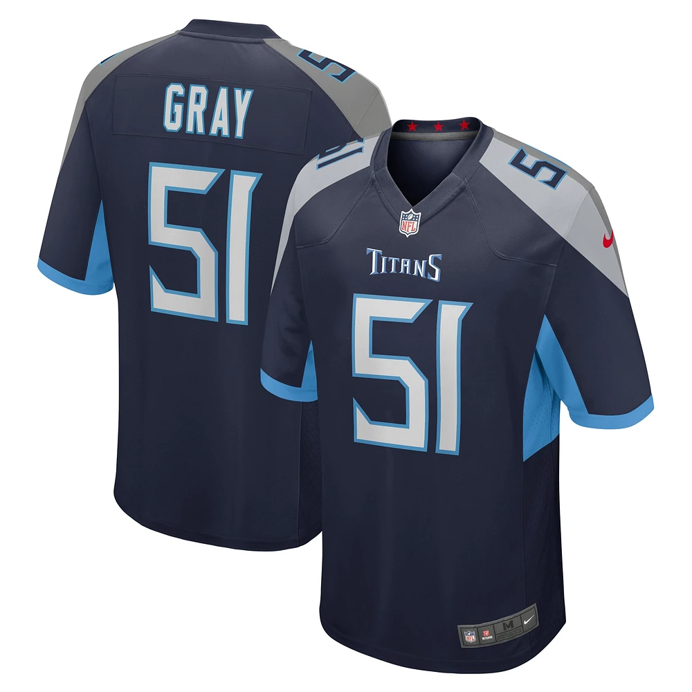 Maillot de match Nike Cedric pour homme, gris et bleu marine, Tennessee Titans