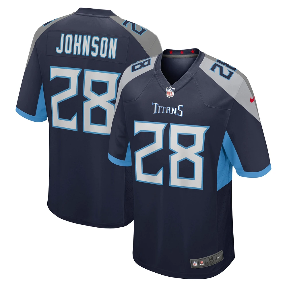 Maillot de match joueur à la retraite des Titans du Tennessee Chris Johnson Nike pour homme, bleu marine